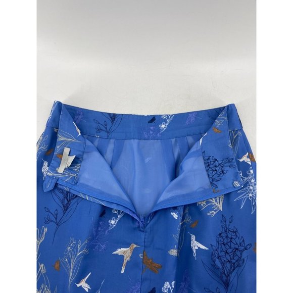 H & M Women's Blue Hummingbird Floral Print Pockets Skirt Back Zip Size 8 - Picture 6 of 15
